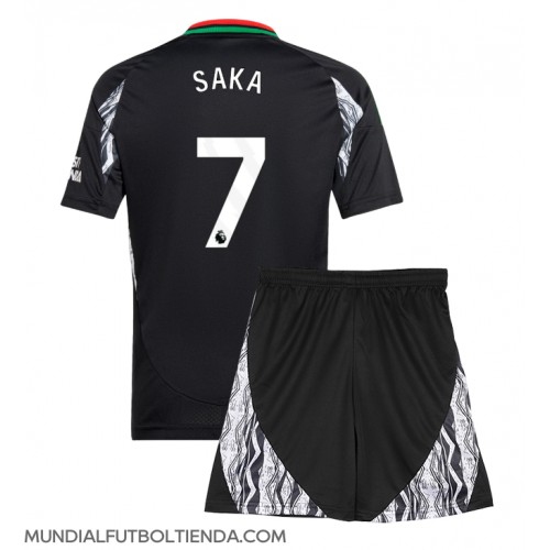 Camiseta Arsenal Bukayo Saka #7 Segunda Equipación Replica 2024-25 para niños mangas cortas (+ Pantalones cortos)